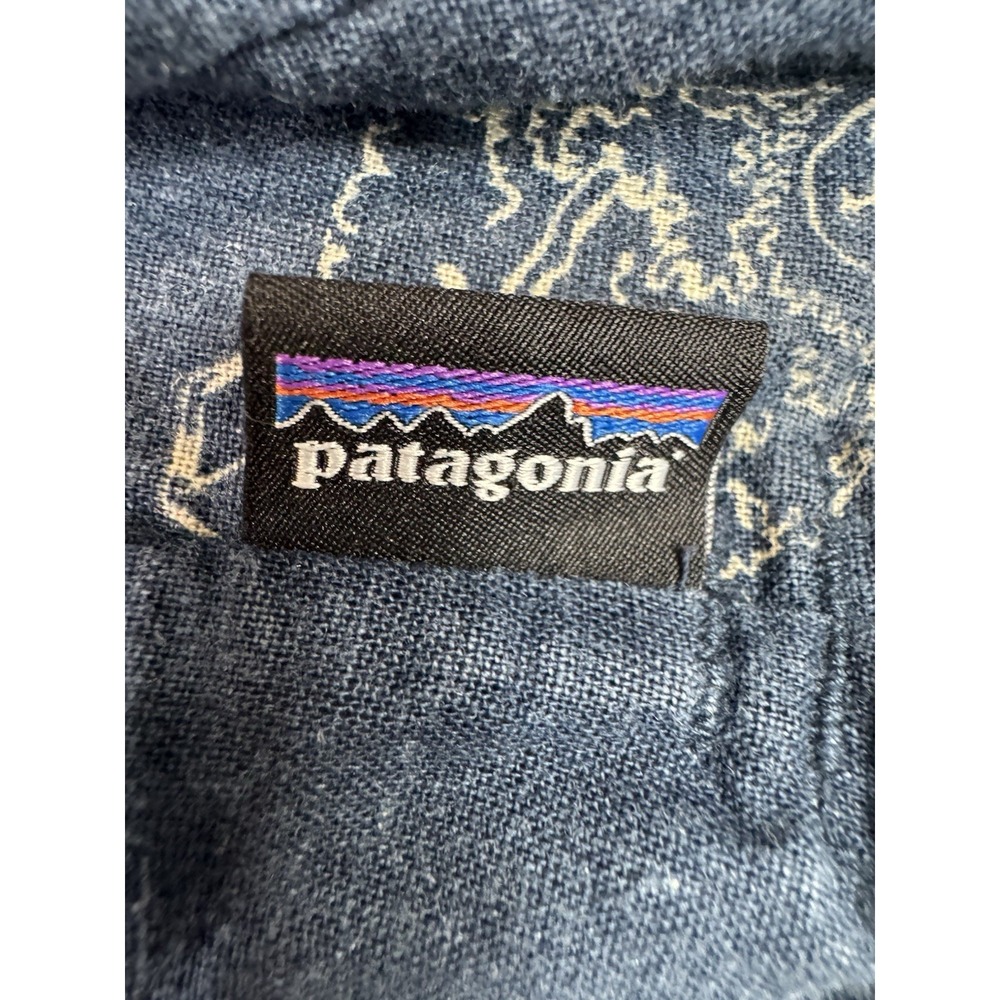 Patagonia Shirt Mens XXL Blue Back Step Camp Hiking Hemp Organic Cotton Outdoor - Picture 8 of 9